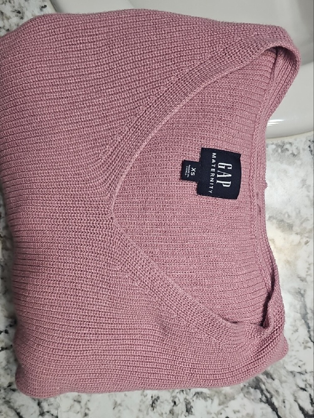 GAP Maternity Dusty Pink Ribbed V- Neck Sweater